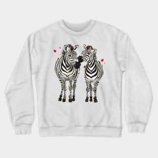 Valentine Cartoon Zebra Couple Crewneck Sweatshirt